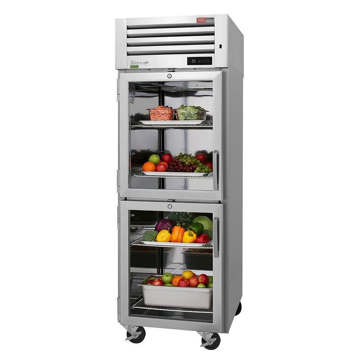 Turbo Air PRO-26-2R-GS-PT-N 28 3/4" One Section Pass Thru Refrigerator, (2) Glass Doors, (2) Solid Doors, Right Hinge, 115v - Donut-Supplies.Com