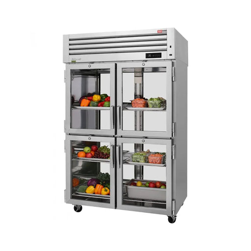 Turbo Air PRO-50-4R-G-PT-N 51 3/4" Two Section Pass Thru Refrigerator, (8) Left/Right Hinge Glass Doors, 115v - Donut-Supplies.Com