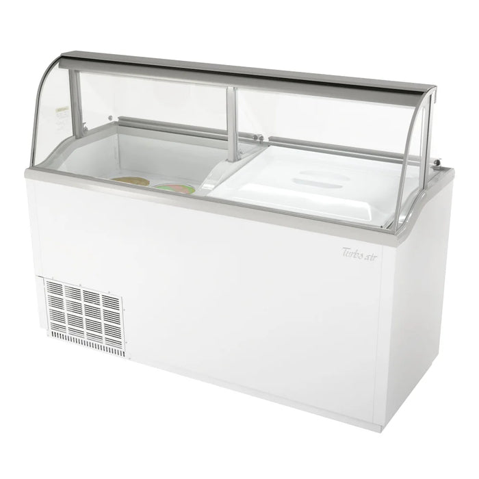 Turbo Air TIDC-70W-N 68" Stand Alone Ice Cream Freezer w/ 12 Tub Capacity - White, 115v - Donut-Supplies.Com