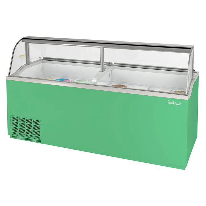 Turbo Air TIDC-91G-N 89" Stand-Alone Ice Cream Freezer w/ (16) 3 gal Tub Capacity - Green, 115v - Donut-Supplies.Com