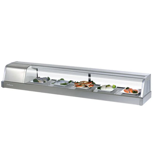 Turbo Air SAK70L-N 70" Stainless Steel Curved Glass Refrigerated Sushi Case - Left Side Compressor - Donut-Supplies.Com