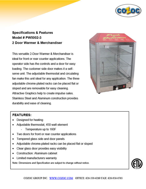 Two Door Warmer and Merchandiser for Cooked Foods Display for Service Counter - Donut-Supplies.Com