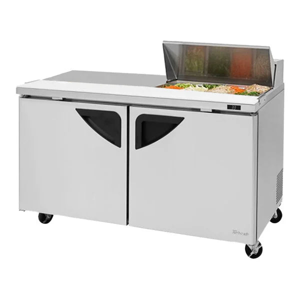 Turbo Air Super Deluxe TST-60SD-08S-N-LW 60" 2 Door Refrigerated Sandwich Prep Table with Left Work Station - Donut-Equipment.com