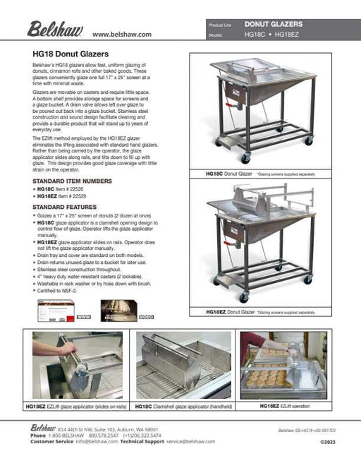 Belshaw HG18C Glazer with Drain Tray/and One Glazing Screen - Donut-Supplies.Com
