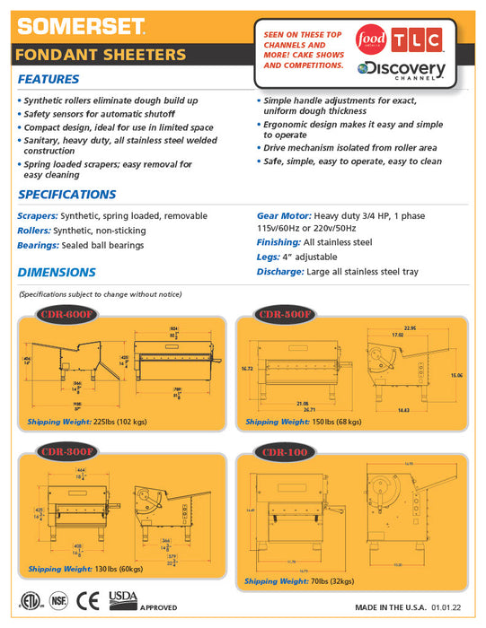 CDR-500F Fondant Sheeter - Donut-Supplies.Com