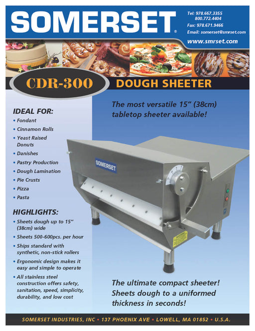 CDR-300 Dough Sheeter 15" wide Table-Top Sheeter - Donut-Supplies.Com