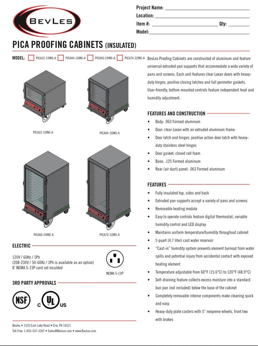 Bevles Proof-Box Model: PICA70-32-AED-4L3 (230V) Extra Deep Left Hinged 3 Door Proofing Cabinet (Non Insulated) - Donut-Supplies.Com