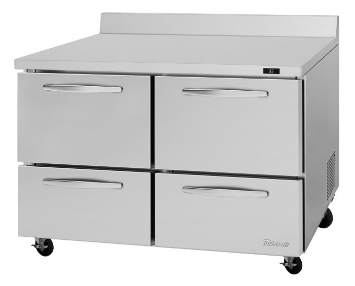 Turbo Air PWR-48-D4-N 48 1/4" Worktop Refrigerator w/ 2 Sections, 4 Drawers - Donut-Supplies.Com