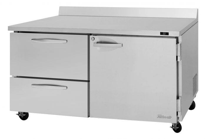 Turbo Air PWR-60-D2R-N 60 1/4" Worktop Refrigerator w/ 2 Sections, 2 Drawers & 1 Solid Door - Donut-Supplies.Com