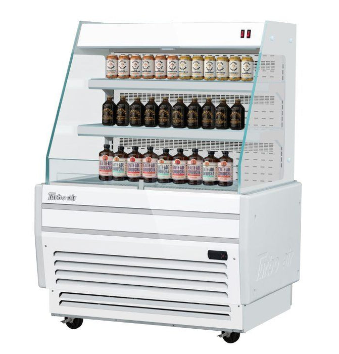 Turbo Air TBA37-50N-W 37" White Horizontal Refrigerated Open Display Merchandiser w/ (2) Shelves, 115v - Donut-Supplies.Com