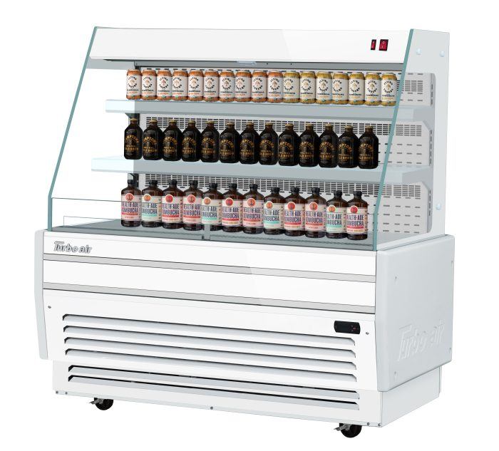 Turbo Air TBA49-50N-W 49" White Horizontal Refrigerated Open Display Merchandiser w/ (2) Shelves, 115v - Donut-Supplies.Com