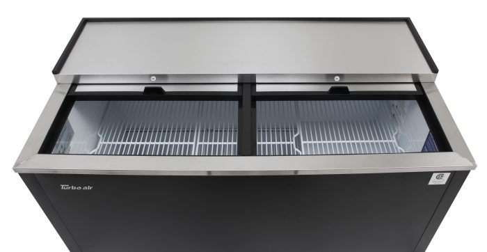 Turbo Air TBC-50SB-GF-N 50" 2-Section Glass Chiller – 140 Mug Capacity, Black, 115v - Donut-Supplies.Com