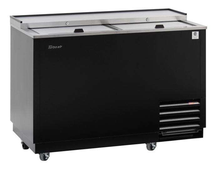 Turbo Air TBC-50SB-GF-N 50" 2-Section Glass Chiller – 140 Mug Capacity, Black, 115v - Donut-Supplies.Com