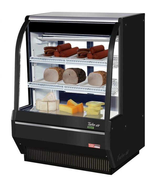 Turbo Air TCDD-36H-B-N 36" Curved Glass Full-Service Deli Display Case, 3 Levels, Black Exterior, 115v - Donut-Supplies.Com