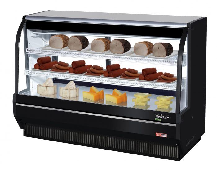 Turbo Air TCDD-72H-B-N 72" Curved Glass Full-Service Deli Display Case, 3 Levels, Black Exterior, 115v - Donut-Supplies.Com