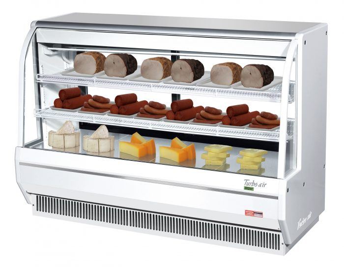 Turbo Air TCDD-72H-W-N 72" Curved Glass Full-Service Deli Display Case, 3 Levels, White Exterior, 115v - Donut-Supplies.Com