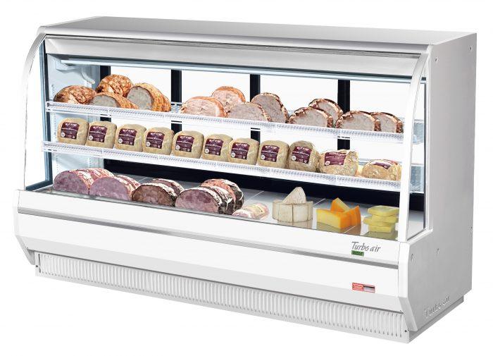 Turbo Air TCDD-96H-W-N 96-1/2" Curved Glass Full-Service Deli Display Case, 3 Levels, White Exterior, 115v - Donut-Supplies.Com