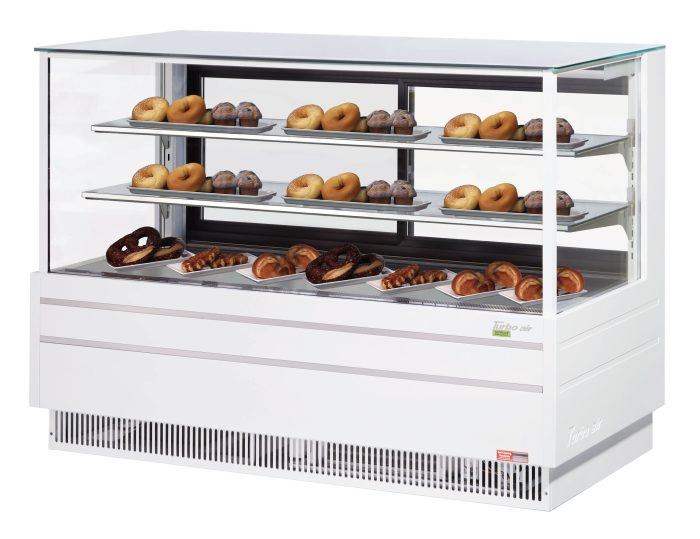 Turbo Air TCGB-72UF-DR-W 72" Straight Glass Full-Service Dry Bakery Display Case, 3 Levels, White Exterior, 115v - Donut-Supplies.Com
