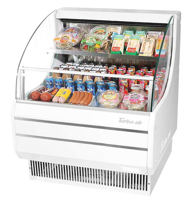 Turbo Air TOM-30LW-N 28" Horizontal Open Air Cooler w/ (2) Levels – Low Profile, White Exterior, 115v - Donut-Supplies.Com