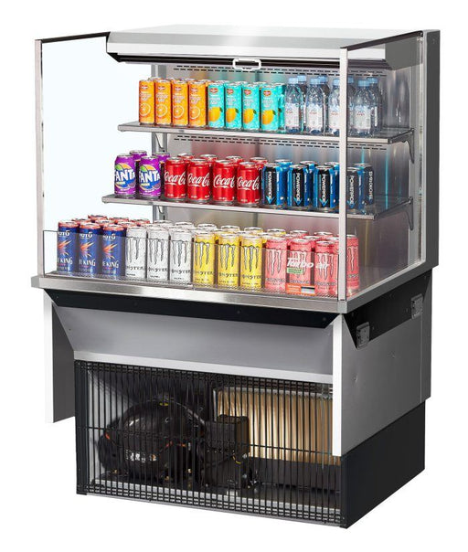 Turbo Air TOM-36L-UF-S-3SI-N 36" Stainless Steel Drop-In Refrigerated Open Display Case Merchandiser – (3) Levels, 2 Shelves, 115v - Donut-Supplies.Com