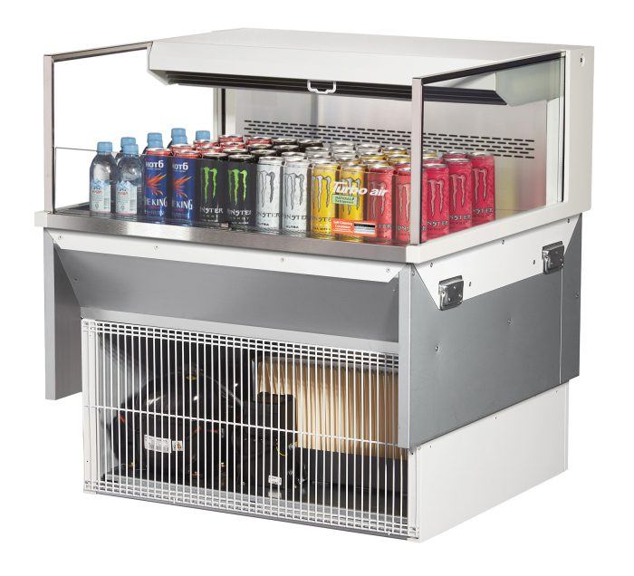 Turbo Air TOM-36L-UF-W-1SI-N 35 7/8" Drop-In Horizontal Open Air Cooler w/ (1) Level – White Exterior, 115v - Donut-Supplies.Com