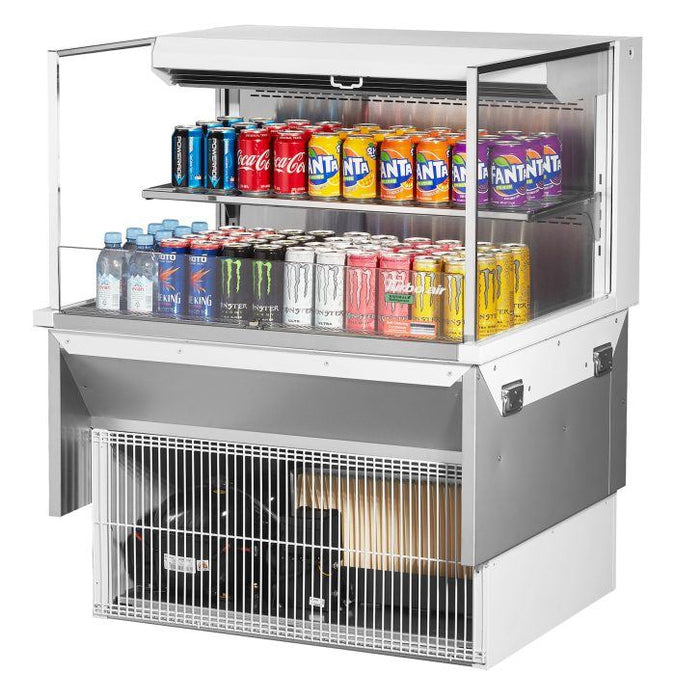 Turbo Air TOM-36L-UF-W-2SI-N 35 7/8" Drop-In Horizontal Open Air Cooler w/ (2) Levels – White Exterior, 115v - Donut-Supplies.Com