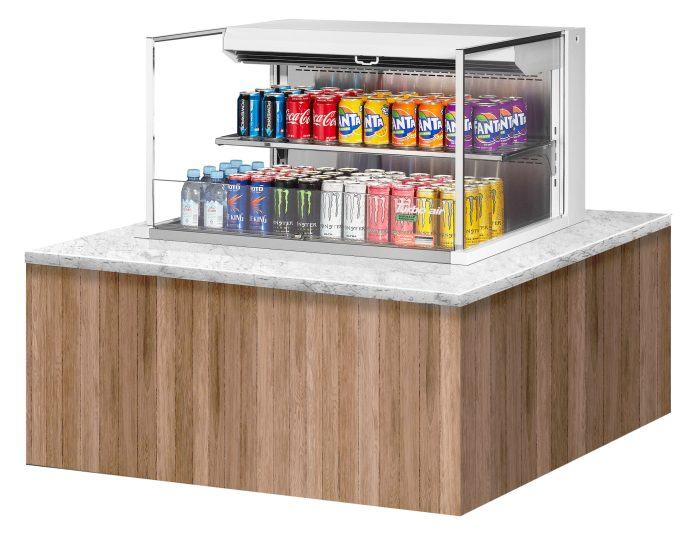 Turbo Air TOM-36L-UF-W-2SI-N 35 7/8" Drop-In Horizontal Open Air Cooler w/ (2) Levels – White Exterior, 115v - Donut-Supplies.Com