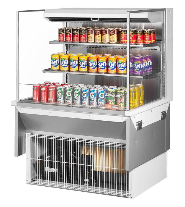 Turbo Air TOM-36L-UF-W-3SI-N 35 7/8" Drop-In Horizontal Open Air Cooler w/ (3) Levels – White Exterior, 115v - Donut-Supplies.Com