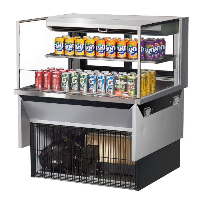 Turbo Air TOM-36L-UFD-S-2SI-N 36" Drop-In Horizontal Open Air Cooler w/ (2) Levels – Stainless Steel Exterior, 115v - Donut-Supplies.Com