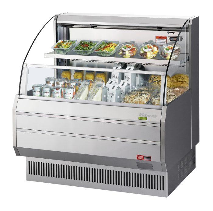Turbo Air TOM-40LS-N 39" Low Profile Horizontal Open Air Cooler – Stainless Steel Display Merchandiser, (2) Levels, 115v - Donut-Supplies.Com