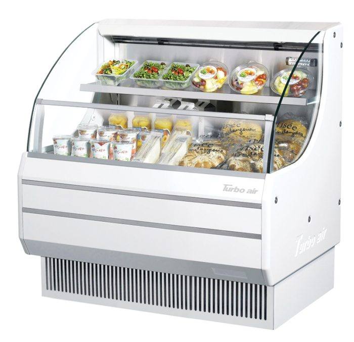 Turbo Air TOM-40LW-N 39" Horizontal Open Air Cooler w/ (2) Levels – Low Profile, White Exterior, 115v - Donut-Supplies.Com