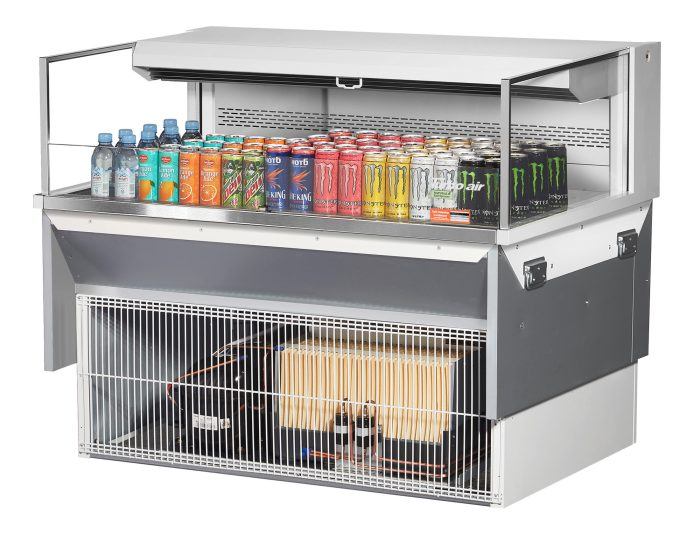 Turbo Air TOM-48L-UF-W-1SI-N 47 7/8" Drop-In Horizontal Open Air Cooler w/ (1) Level – White Exterior, 115v - Donut-Supplies.Com