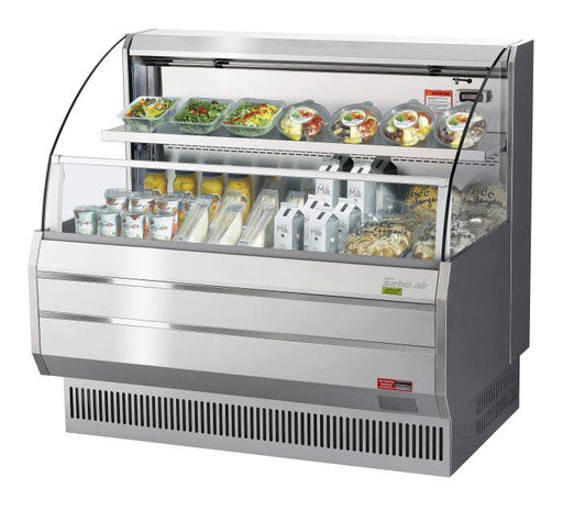 Turbo Air TOM-50LS-N 50" Low Profile Horizontal Open Air Cooler – Stainless Steel Refrigerated Merchandiser w/ (2) Levels, 115v - Donut-Supplies.Com