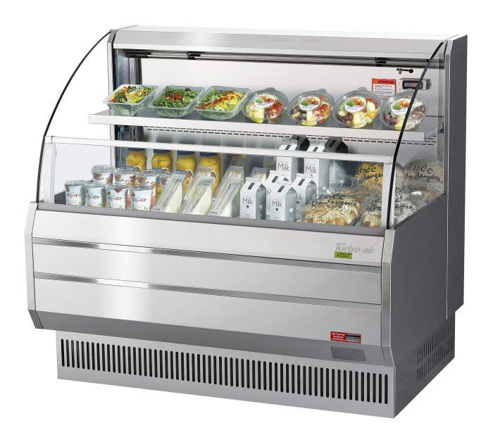 Turbo Air TOM-50LS-N 50" Low Profile Horizontal Open Air Cooler – Stainless Steel Refrigerated Merchandiser w/ (2) Levels, 115v - Donut-Supplies.Com