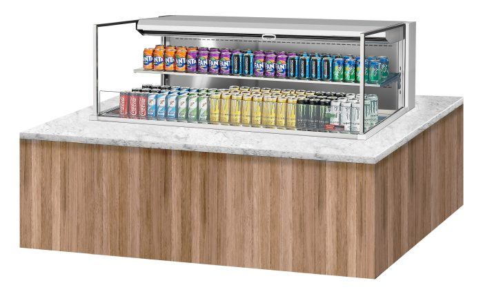 Turbo Air TOM-60L-UF-W-2SI-N 59 7/8" Drop-In Horizontal Open Air Cooler w/ (2) Levels – White Exterior, 115v - Donut-Supplies.Com