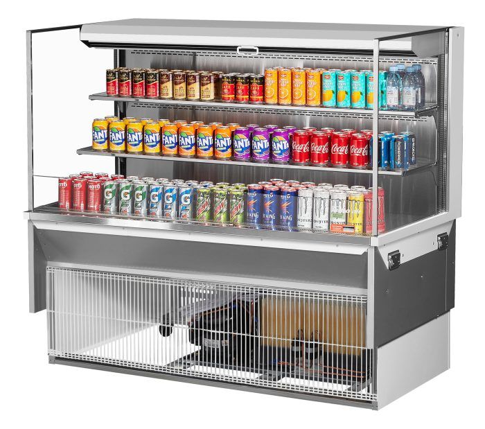 Turbo Air TOM-60L-UF-W-3SI-N 59 7/8" Drop-In Horizontal Open Air Cooler w/ (3) Levels – White Exterior, 115v - Donut-Supplies.Com