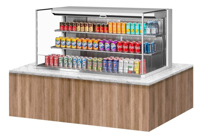 Turbo Air TOM-60L-UF-W-3SI-N 59 7/8" Drop-In Horizontal Open Air Cooler w/ (3) Levels – White Exterior, 115v - Donut-Supplies.Com