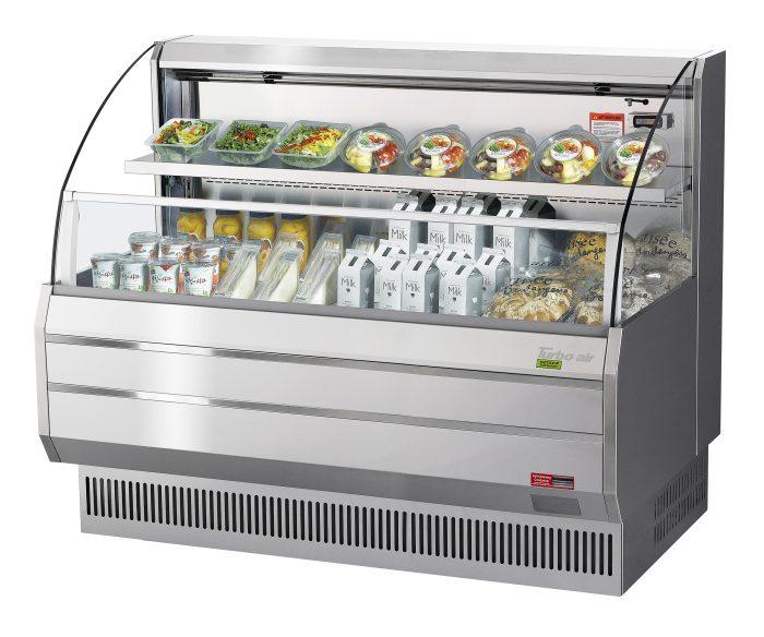 Turbo Air TOM-60LS-N 63" Low Profile Horizontal Open Air Cooler – Stainless Steel Refrigerated Curtain Merchandiser w/ (2) Levels, 115v - Donut-Supplies.Com