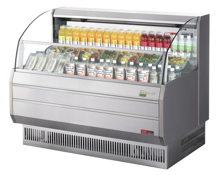 Turbo Air TOM-60SS-N 63 3/8" Slim Line Horizontal Open Air Cooler w/ (3) Shelves – Stainless Steel Exterior, 115v - Donut-Supplies.Com