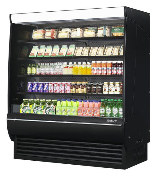 Turbo Air TOM-72DXB-SP-N 68 3/4" Black Extra Deep Vertical Open Air Cooler w/ Solid Side Panels, (5) Levels, 220v/1ph - Donut-Supplies.Com