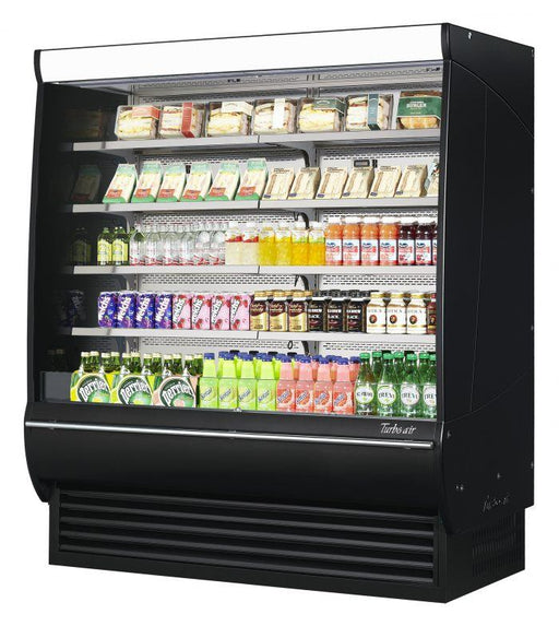 Turbo Air TOM-72DXB-SP-N 68 3/4" Black Extra Deep Vertical Open Air Cooler w/ Solid Side Panels, (5) Levels, 220v/1ph - Donut-Supplies.Com