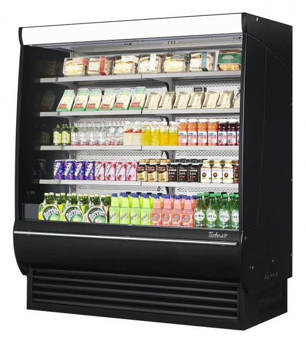 Turbo Air TOM-72DXB-SP-N 68 3/4" Black Extra Deep Vertical Open Air Cooler w/ Solid Side Panels, (5) Levels, 220v/1ph - Donut-Supplies.Com