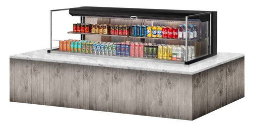 Turbo Air TOM-72L-UF-B-2SI-N 71 7/8" Drop-In Horizontal Open Air Cooler w/ (2) Levels – Black Exterior, 220v/1ph - Donut-Supplies.Com