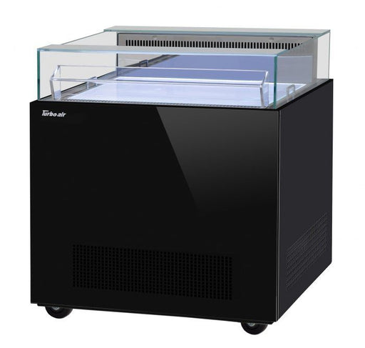 Turbo Air TOS-30NN-B 30" Black Horizontal Open Display Merchandiser / Air Curtain Sandwich and Cheese Display Case – 1 Level, 115v - Donut-Supplies.Com