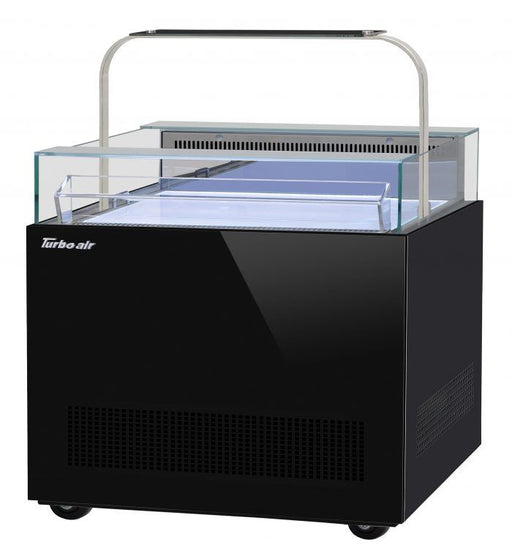 Turbo Air TOS-30NN-D-B 30 1/4" Black Horizontal Open Display Merchandiser / Air Curtain Sandwich and Cheese Display Case – 1 Level, 115v - Donut-Supplies.Com