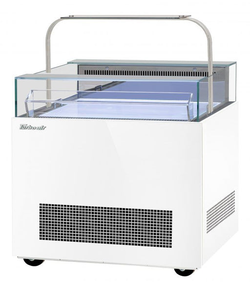 Turbo Air TOS-30NN-D-W 30 1/4" White Horizontal Open Display Merchandiser / Air Curtain Sandwich and Cheese Display Case – 1 Level, 115v - Donut-Supplies.Com