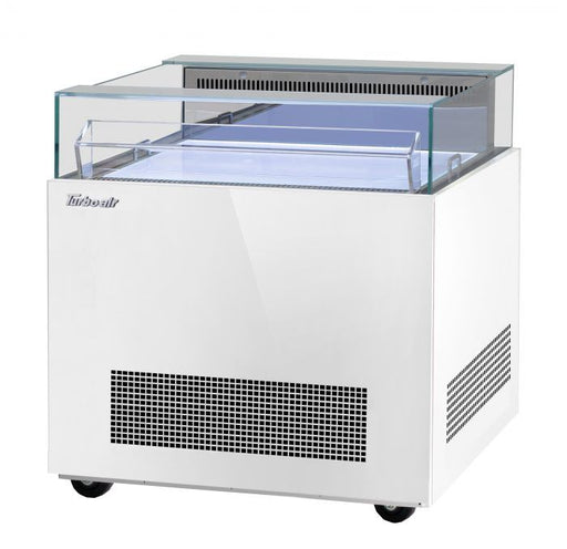 Turbo Air TOS-30NN-W 30" White Horizontal Open Display Merchandiser / Air Curtain Sandwich and Cheese Display Case – 1 Level, 115v - Donut-Supplies.Com