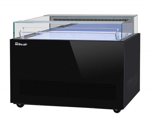 Turbo Air TOS-50NN-B 50" Black Horizontal Open Display Merchandiser / Air Curtain Sandwich and Cheese Display Case – 1 Level, 115v - Donut-Supplies.Com