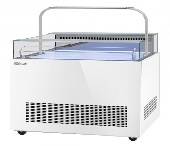 Turbo Air TOS-50NN-D-W 50 1/4" White Horizontal Open Display Merchandiser / Air Curtain Sandwich and Cheese Display Case – 1 Level with Top Shelf, 115v (Copy) - Donut-Supplies.Com