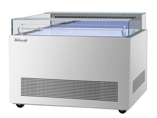 Turbo Air TOS-50NN-S 50 1/4" Stainless Steel Horizontal Open Display Merchandiser / Air Curtain Sandwich and Cheese Display Case – 1 Level, 115v - Donut-Supplies.Com